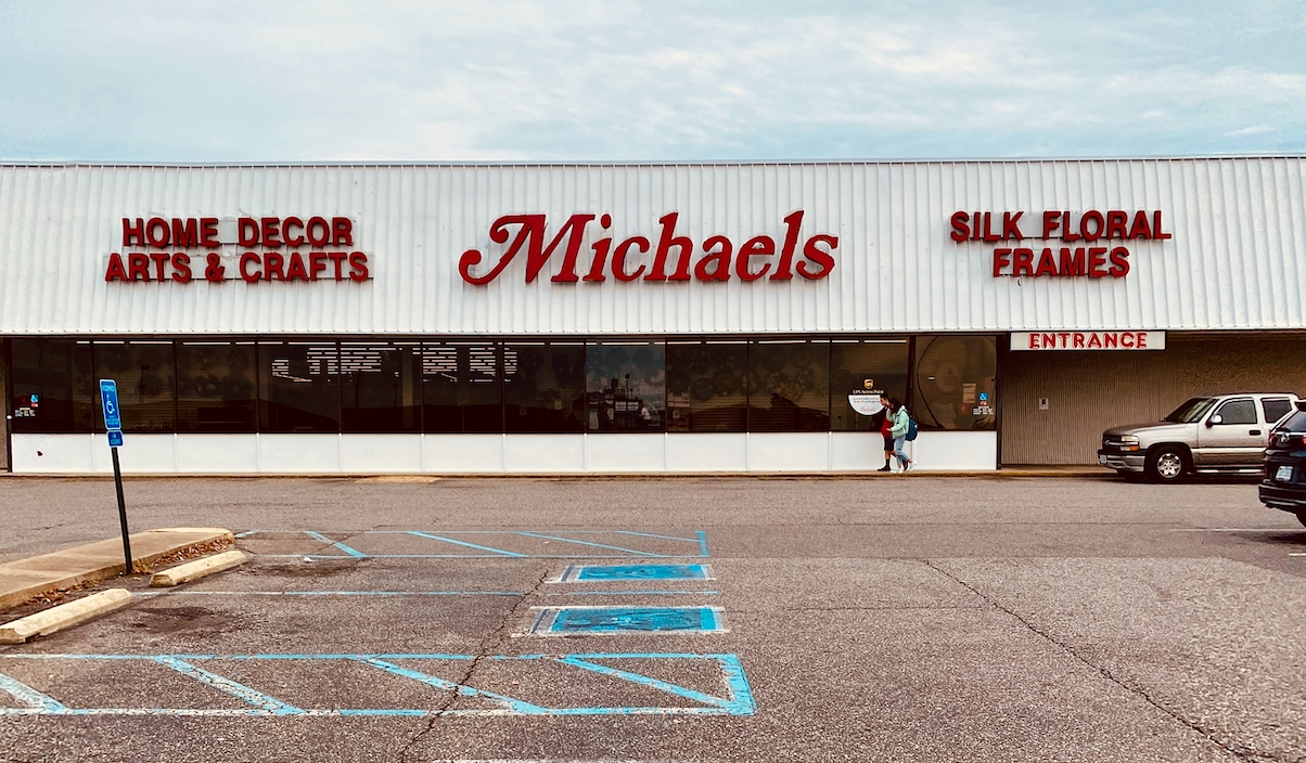 The storefront of a Michaels arts and crafts store